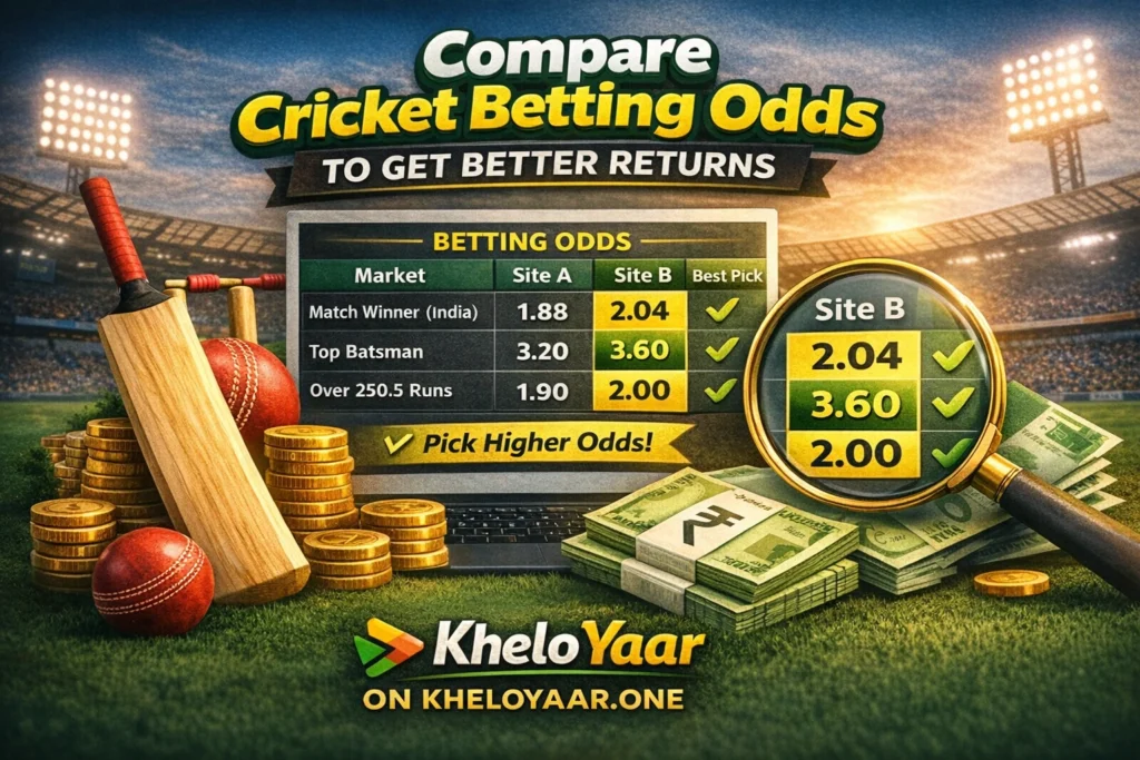 compare cricket betting odds between different sites to get higher returns