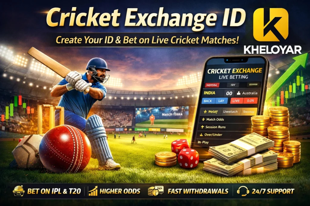 Kheloyar Cricket Exchange ID live betting platform with mobile app, cricket match odds, fast withdrawals and IPL betting features