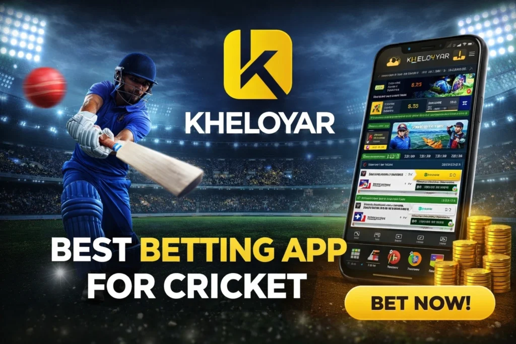 Kheloyar best betting app for cricket showing live match betting and online sports betting interface