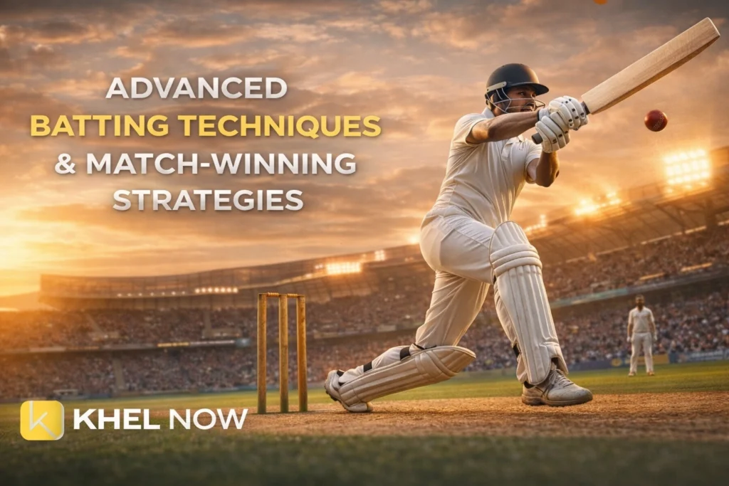 Cricket batsman executing advanced batting technique during match”