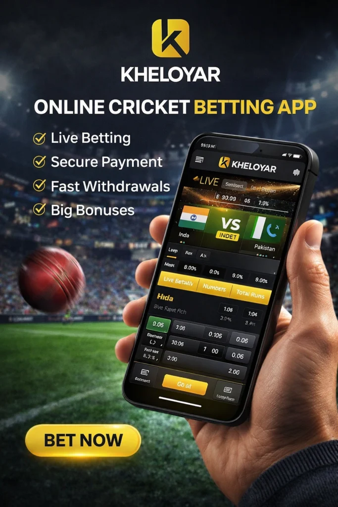 Kheloyar online cricket betting app live betting mobile interface with secure payment and fast withdrawal
