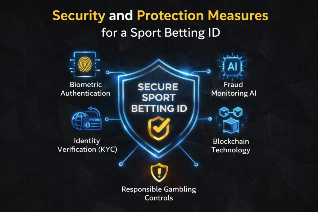 Security and Protection Measures for a Sport Betting ID with digital shield and encryption concept