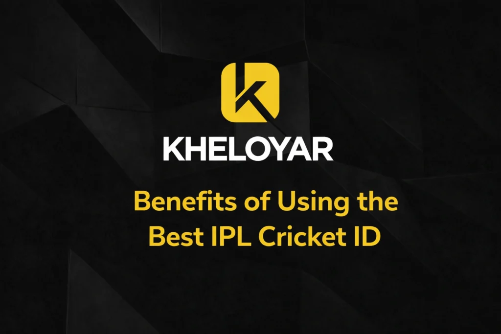 Benefits of using the Best IPL Cricket ID with KheloYar logo on dark background
