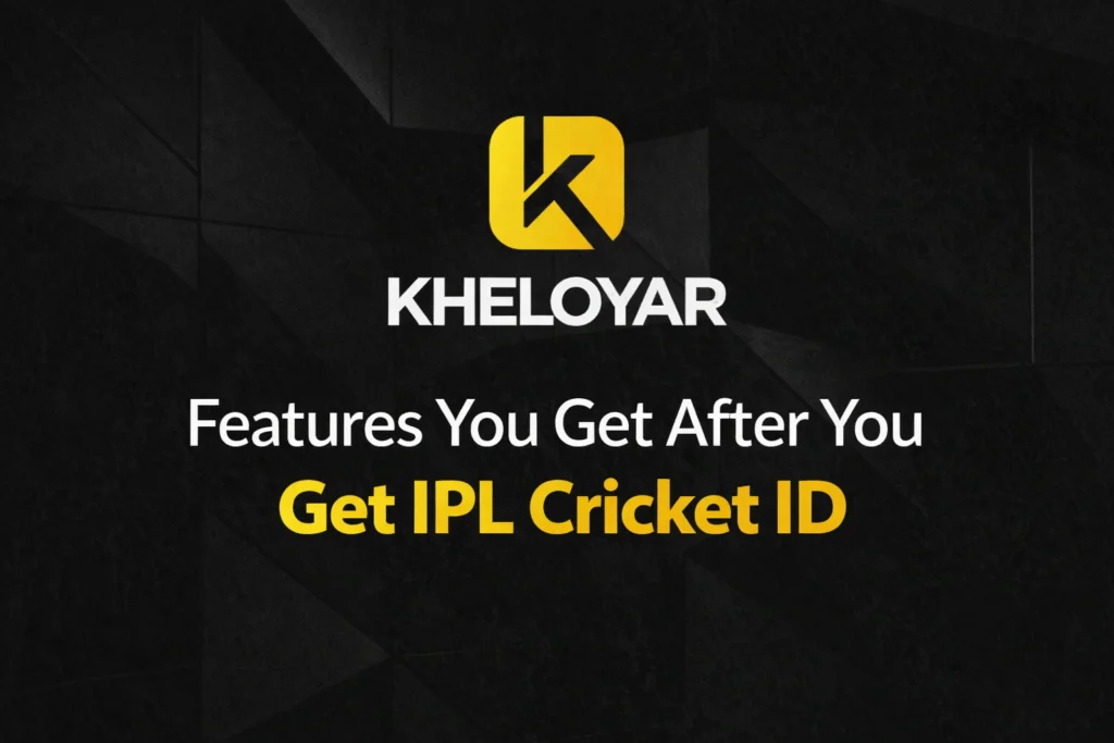Features you get after you get IPL Cricket ID with Kheloyar logo showing live scores and updates