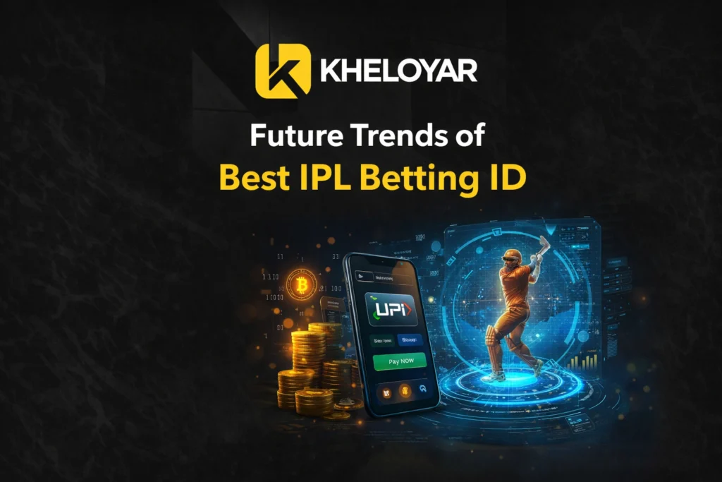 Future trends of Best IPL Betting ID with Kheloyar logo showing advanced betting technology and digital cricket experience
