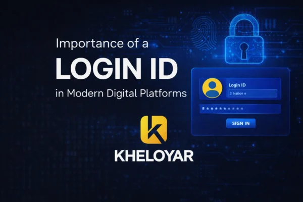 Importance of Login ID in modern digital platforms illustration with KheloYaar logo showing secure user authentication and digital access