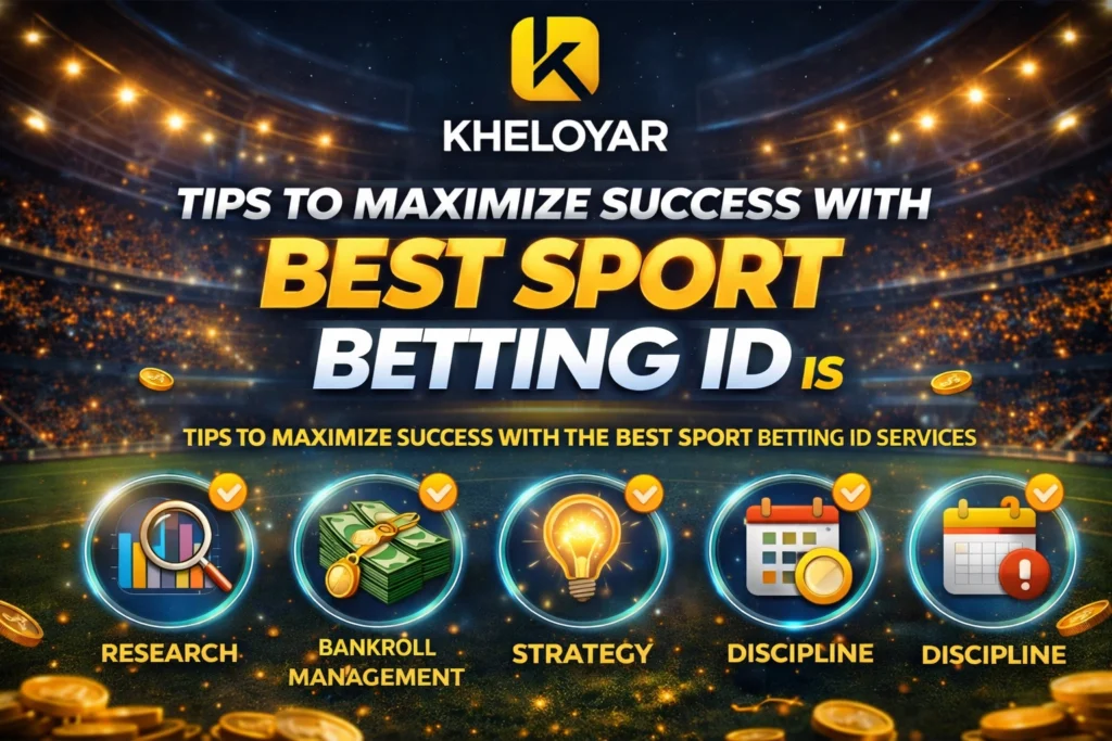 Tips to maximize success with Best Sport Betting ID featuring Kheloyar logo and smart betting strategy concept