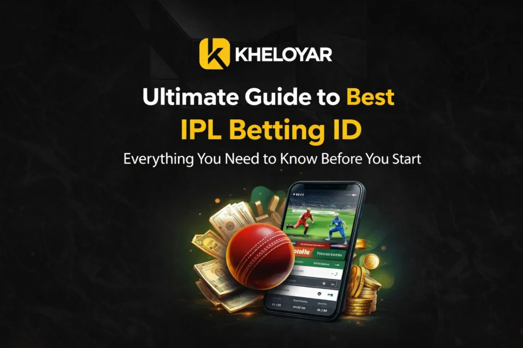 Best IPL Betting ID guide with Kheloyar logo showing cricket betting and online IPL wagering concept